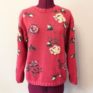 Eddie Bauer | Petite Floral Knit Cotton Sweater